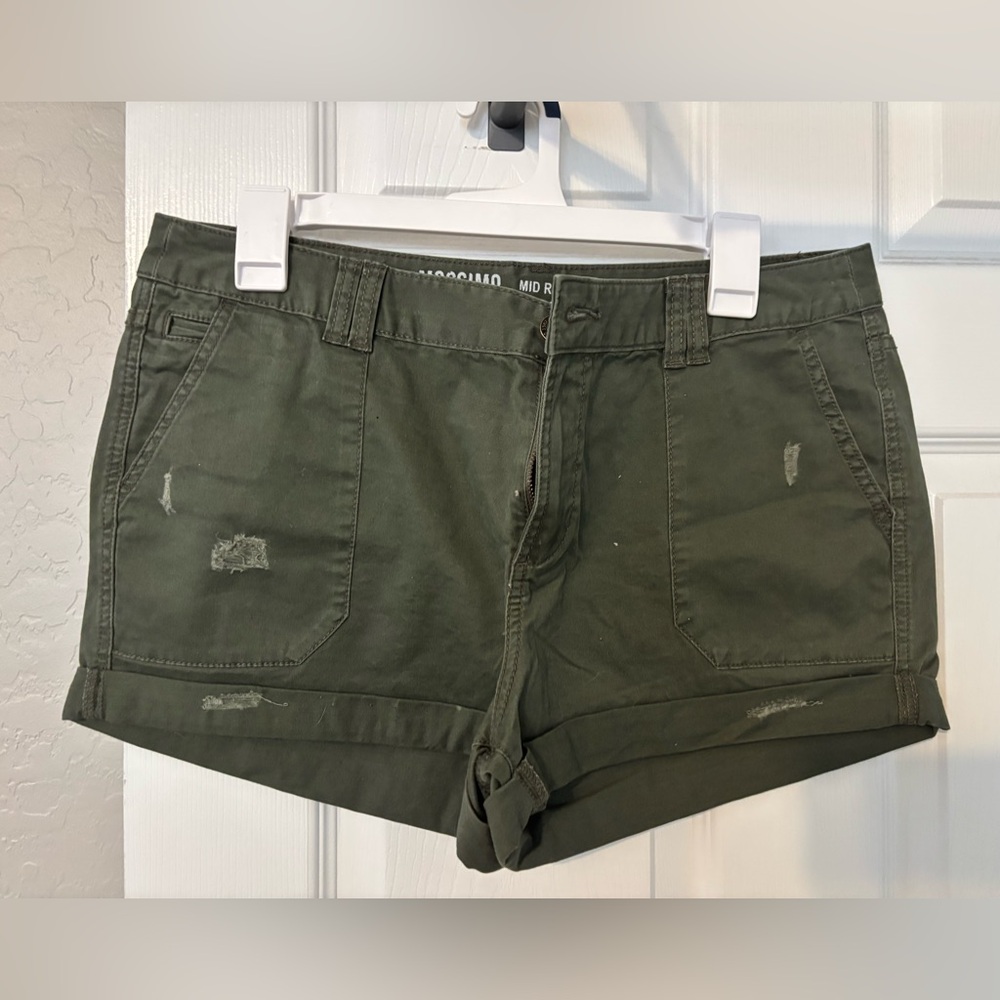 Mossimo Supply Co Green Cargo Shorts with Cuffed Hem